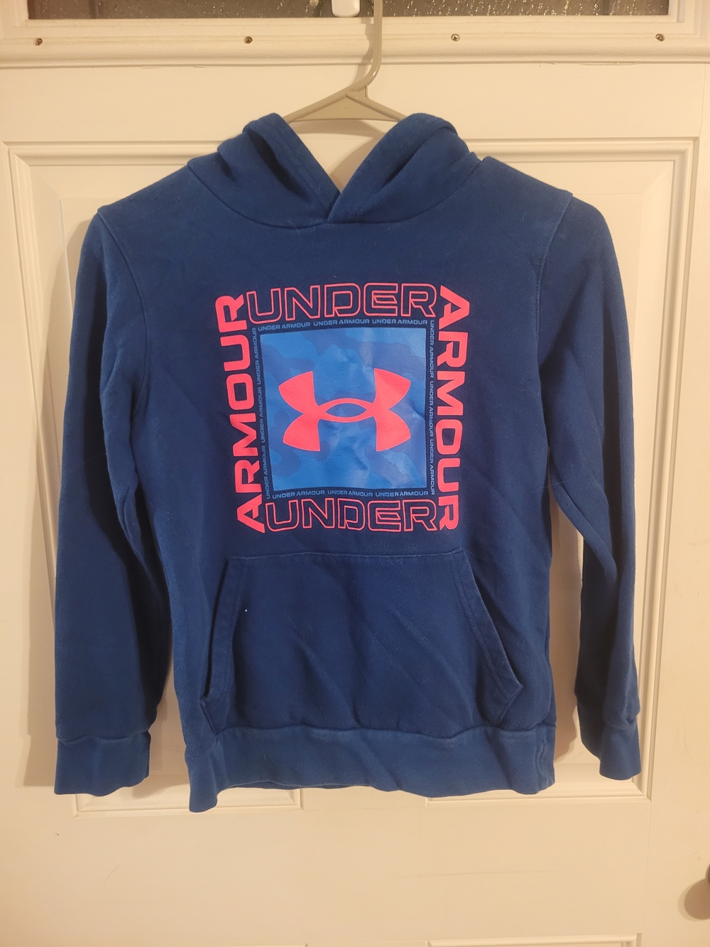 Under Armour Kids' Blue Hoodie with Pink Logo